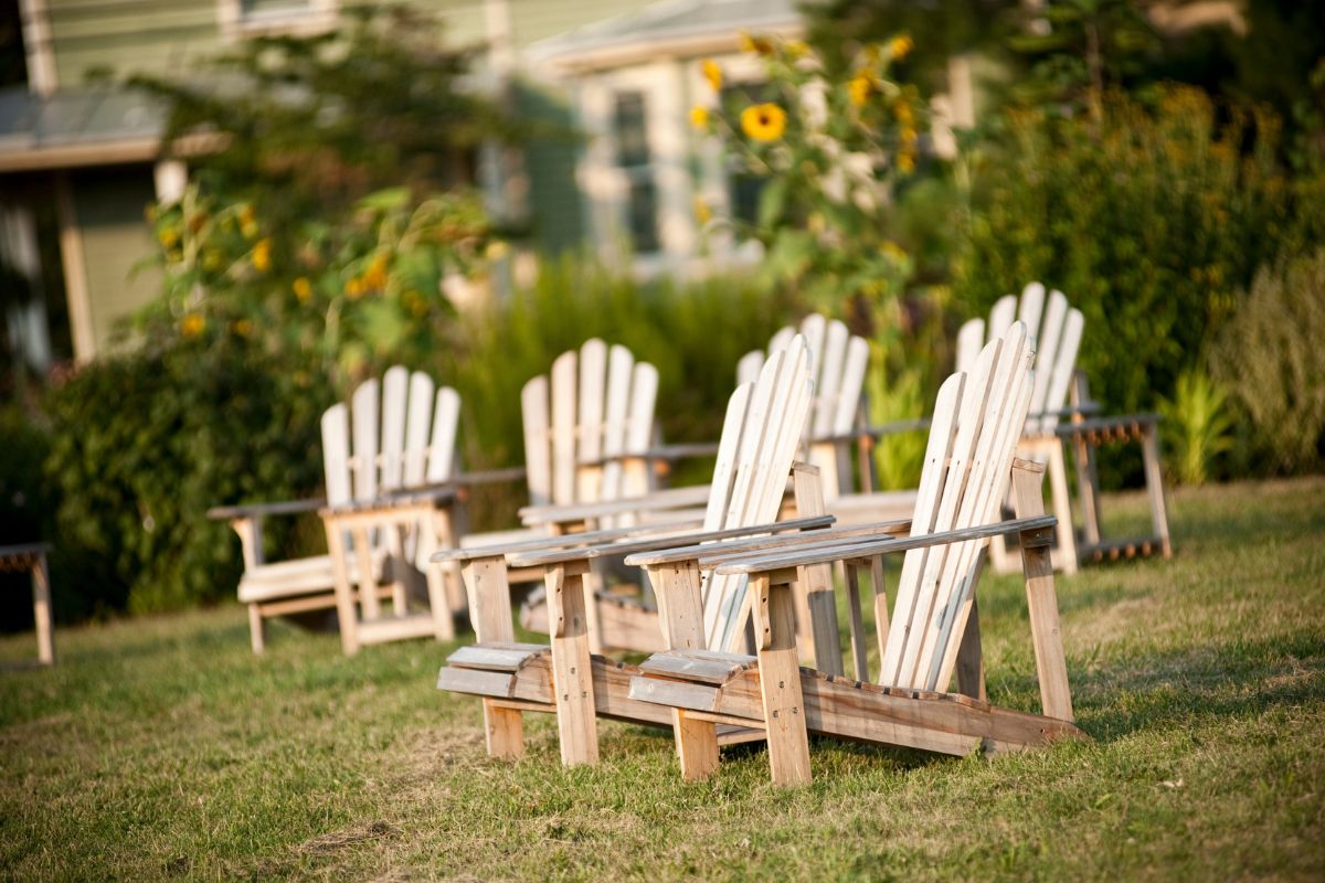 Adirondack chairs in park